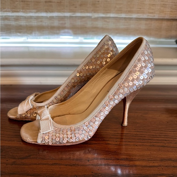 PRADA sequin peep toe neutral pumps - Picture 8 of 8